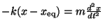 $ -k(x - x_{\rm eq}) = m \frac{d^2x}{dt^2}$